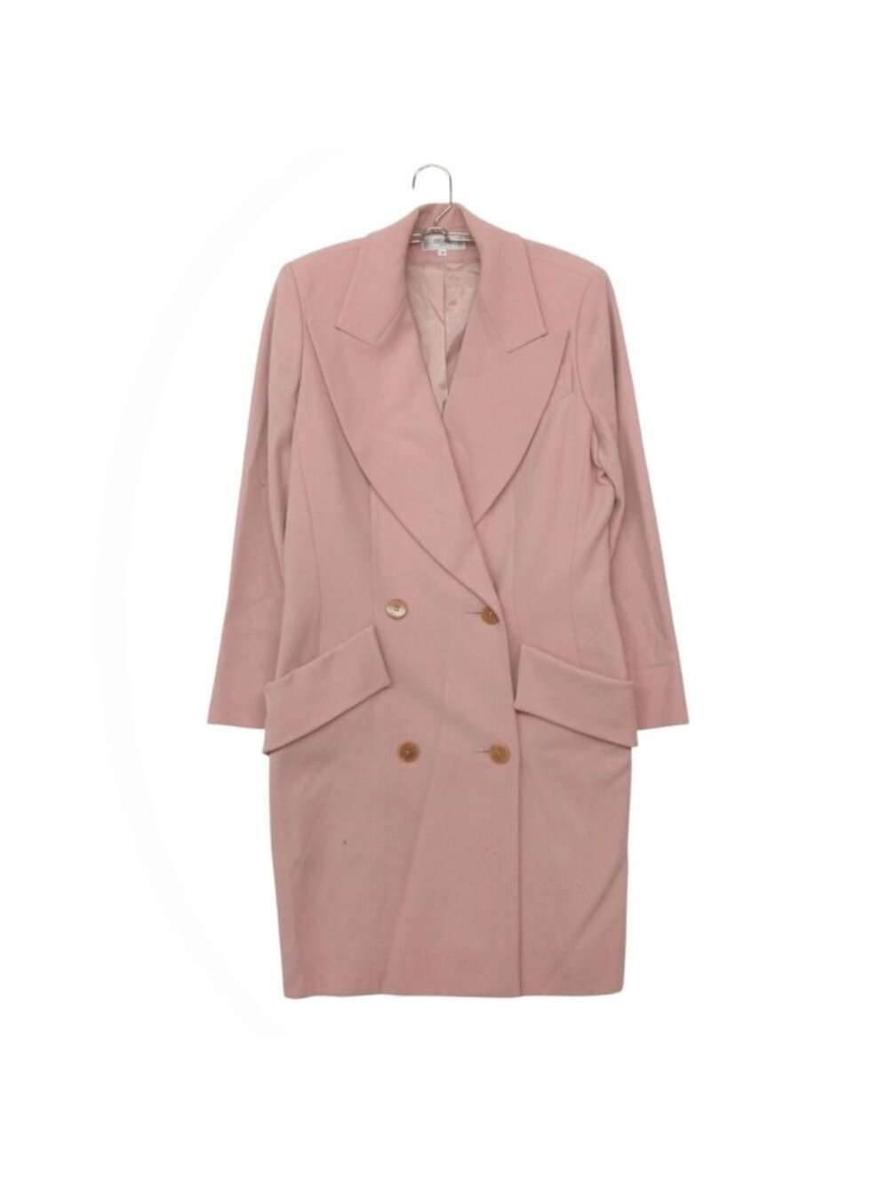 Celine Chesterfield Jacket Long Length Double Breasted Peak Lapel Pink